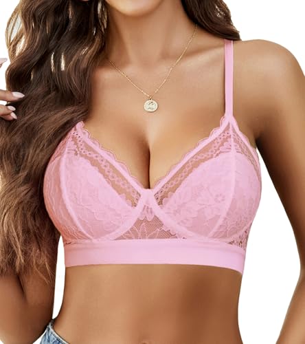 Image of Avidlove Bralettes for Women Lace Racerback Bras Wireless Unlined Bralette Comfy Bra Sexy Lingerie Tops