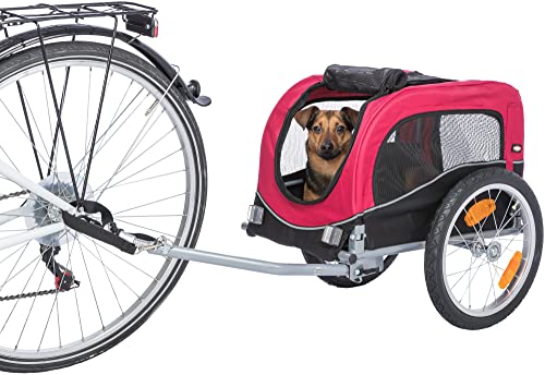 Trixie Dog Trailer For Bicycles, Dog Bike Trailer For Small Dogs Up To 33 Lbs, Quick Set-Up And Fold Down, Red #TOP5