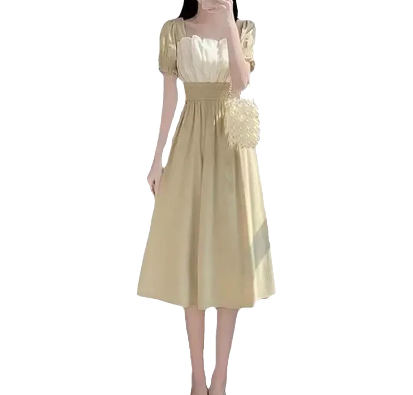 Elegante abito lungo dimagrante per le donne stile francese vita abbigliamento
