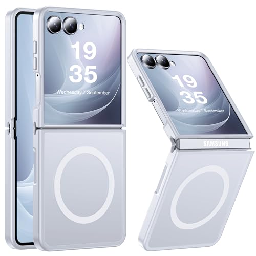 Image of NO.1 Magnetic for Samsung Galaxy Z Flip 7 Case Compatible with MagSafe [Military Grade Drop Tested][Translucent Matte][Anti-Fingerprint] Soft Silicone Bumper for Samsung Flip 7 Case Slim,White