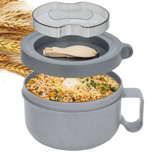 28 oz Soup Bowl with Handles, Microwave Ramen Bowl with Lid for Soup and Instant...