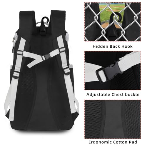 TPAID Baseball Backpack 32L for 4 Bats, Softball Bag with Shoes Compartment — view 3