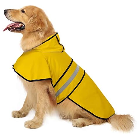 HDE Dog Raincoat Hooded Slicker Poncho Yellow - XL Cover
