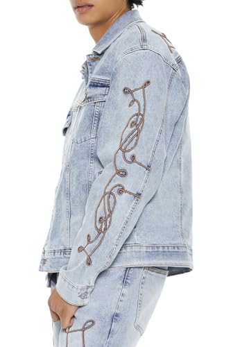 Forever 21 Men's Embroidered Denim Trucker Jacket3