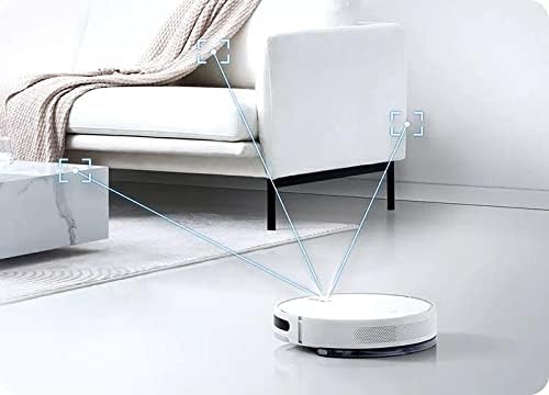 Xiaomi Robot Vacuum 2C mapping a room, with blue lines indicating its navigation path.