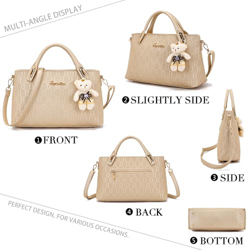 Image of Purse for Women Fashion Medium Shoulder Bag Crossbody Handbag Set 4PCS | Stylish Style,Chain Texture Design,with a Crossbody Strap,4-in-1 Multi-Style Purse Set