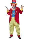 Funidelia | Disfraz Payaso para hombre Payaso, Circo, Original y Divertido - Disfraz para adultos y divertidos accesorios para Fiestas, Carnaval y Halloween - Talla S - M - Rojo