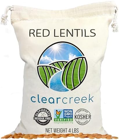 CLEAR CREEK Certified Glyphosate Residue Free Red Lentils | 4 LB | Non-GMO | Kosher | Vegan