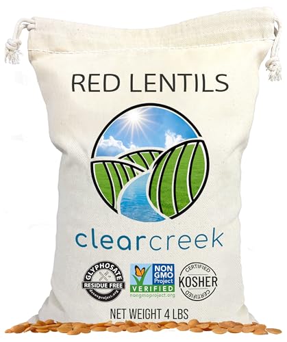 CLEAR CREEK Certified Glyphosate Residue Free Red Lentils | 4 LB | Non-GMO | Kosher | Vegan