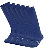 BUENWAZ Knee High Athletic Socks for Baseball Football Soccer Softball – Moisture Wicking Cushioned Over the Calf Sports Socks, Navy, 3 Pairs