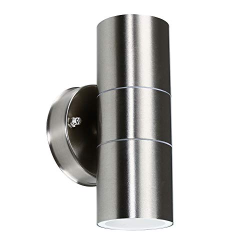 Modern Stainless Steel Outdoor Garden Up/Down Security Wall Light - IP44 Rated