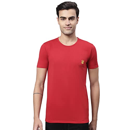 Image of Mack Jonney Men Round Neck Cotton Solid Regular Fit T-Shirt-T Anthraa 01-P