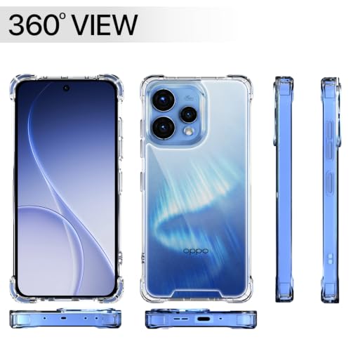 Image of Outlouders Back Cover for Oppo Reno 15 5G / Oppo Reno 15C 5G Clear Transparent PC + TPU Bumper Case with Raised Edges for Shockproof Protection (Transparent)
