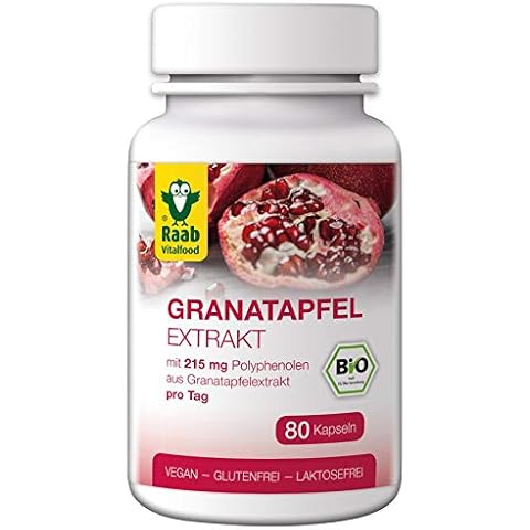 Raab Vitalfood Bio Granatapfel Extrakt Kapseln mit 215 mg Polyphenolen pro Tag, 1x 80 Kapseln à 530 mg pro Packung Cover