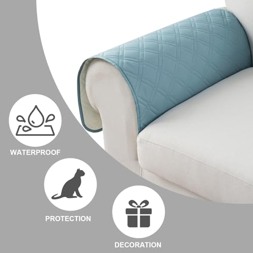 Image of Genina Sofa Armrest Cover, Anti-Slip Armchair Slipcovers for Dogs Cats Pet, Water Resistant Couch Arm Cover for Backrest Recliner Loveseat, L Shaped Sofa, 23.6 x 27.5 Inches(2 Pieces)