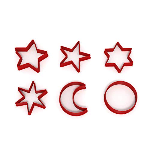 Lot de 6 emporte-pièces en forme de lune et d'étoiles 3 cm