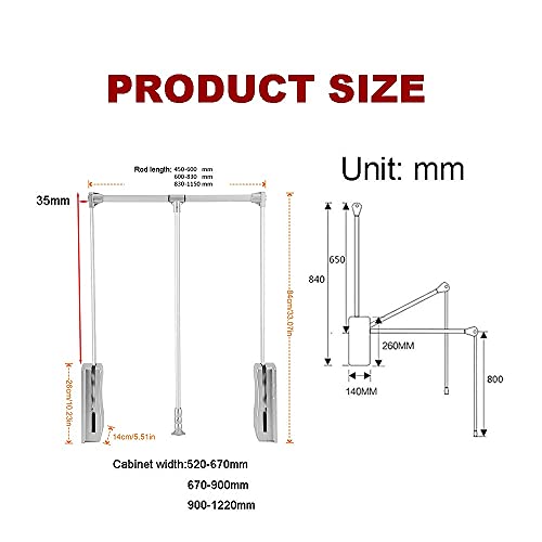 Barre de penderie rétractable 450-600 mm en argent pour optimiser vos placards