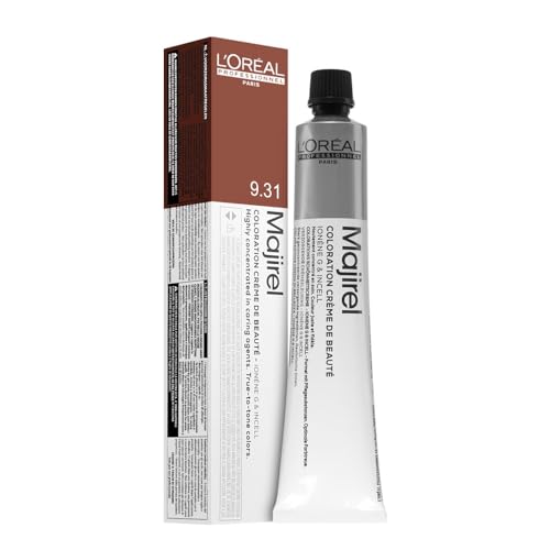 L'Oréal Professionnel, Majirel 9.31 Blond Très Clair Doré Cendré, Crème de Beauté, Couvre jusqu'à 100% des Cheveux Blancs & Apporte Brillance et Couleur Intense, 50 ml