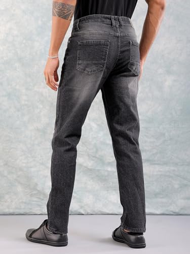 Image of The Indian Garage Co Men Mid Rise Slim Fit Solid Mid-Rise Stretchable Jeans