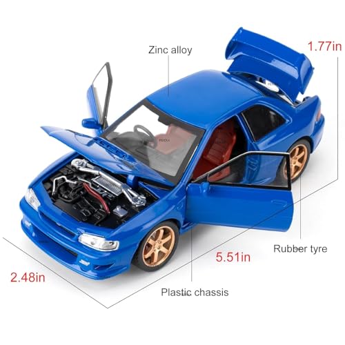 Image of FEXXA 1 /32 Compatible for Subaru Impreza WRX STI Model Car, Pull Back Diecast Collectible Car Toy with Sounds & Lights for Kids Boys Girls and Adults, Gift (Blue)