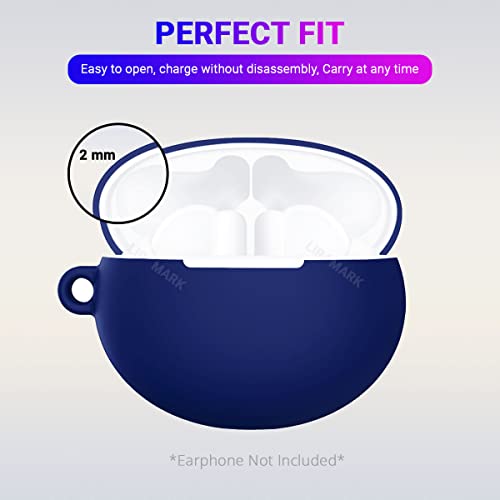 Image of KACA Protective Shockproof Silicone Cover Case with Buckle Compatible with Huawei Freebuds 4i (Midnight Blue)