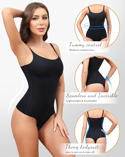 LEVAO Shapewear Bodysuits for Women Tummy Control Body Suits Seamless Sculpting Thong Body Shaper XS-XL2