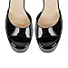 Only maker Women's Elegant Peep Toe Sandals Stiletto High Heel with Platform Ankle Strap Buckle Closure Patent Leather Black Size 12