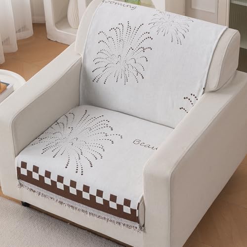Image of HOKIPO Serene Abode Sofa Cover 1 Seater, 180x60 cm, Brown Dot Burst