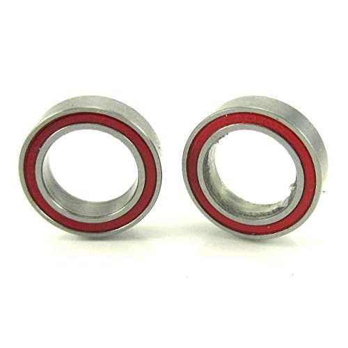 TRB RC 10x15x4mm Hybrid Ceramic Ball Bearings Red Rubber Seals (2)
