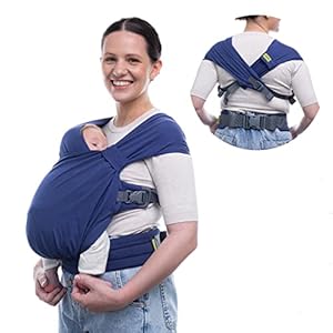 Boba Pre-Wrapped Baby Wrap Carrier with Buckle, Easy Adjust Soft Infant Baby Carrier Hybrid for Boy or Girls, Baby Sling for Newborn up to 35 lbs (Bliss Navy Blue)