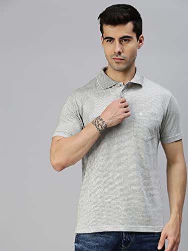 ONN Men's Grey Half Sleeves Polo Collar T-Shirt with Pocket (Size : X-Large)