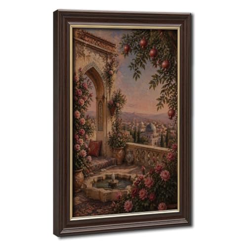 Persian Garden Wall Art, Shiraz Rooftop Terrace Poster, Middle Eastern