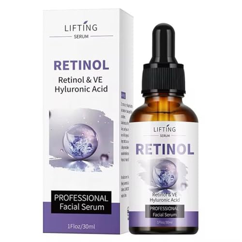 Retinol Serum Facial Ecológico con Vitamina E y Ácido Hialurónico, Reafirmante, Hidratante, Iluminador, Reduce Arrugas y Líneas Finas. 30ml