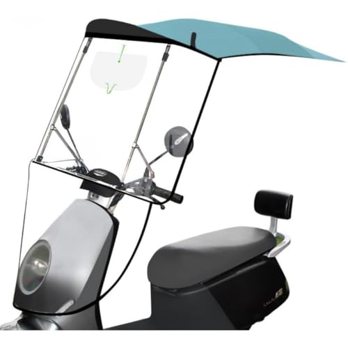 Vzfv 自転車・バイク用レインカバー ルーフ一体型 透明ウインドスクリーン 風防 防水防風 UVカット サンシェード 防寒 撥水 耐久性 折りたたみ 収納・取付簡単 スクーター・電動自転車 多車種対応 通勤通学 配達 全天候保護 (ライトブルー)