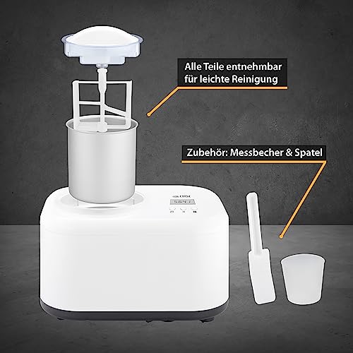 TZS First Austria Eismaschine & Joghurtbereiter | Ice Cream Maker selbstkühlend mit Kompressor und entnehmbarem 1 Liter Eisbehälter | Joghurtmaschine für zuhause - inkl. Messbecher & Spachtel – Bild 6