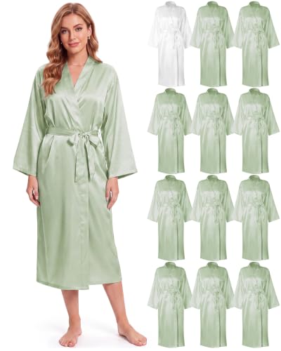 Image of Xtinmee 6 /12pcs Long Satin Kimono Robe, Sleepwear