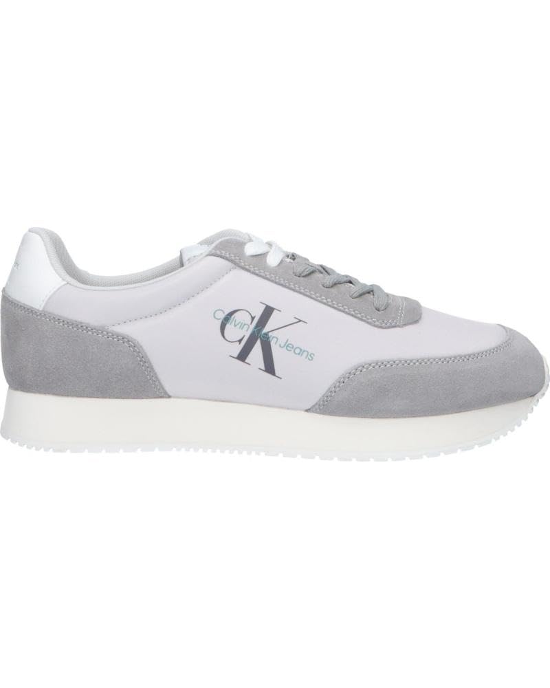 Calvin Klein Sneaker con LogoTipo para Hombre, Multicolor (B White/Oyster Mushroom/Tint), 40
