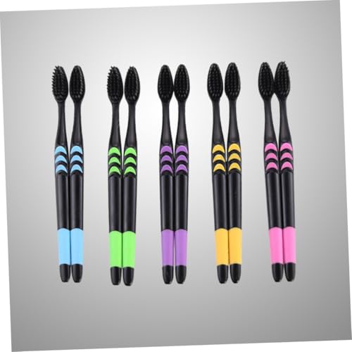 COLLBATH 10 Stück Teiliges Holz Zahnbürsten mit Aktivkohle Weiche Borsten Ergonomischer Rutschfester Griff Umweltfreundlich und Biologisch Abbaubar Zahnpflege für Zufällige Farbe – Bild 7