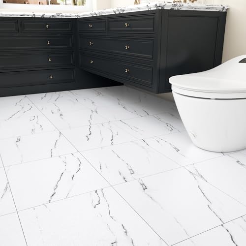 Wallercity White Marble Peel and Stick Tiles