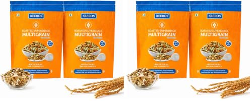 Image of Keeros Multigrain Healthy & Diabetic Friendly Roasted Snacks | Low GI, Crispy, Tasty & Lightly Salted Mix of Pearl Millets & 5 supergrains | Diet Namkeen & Snacks for Weight Loss | Pack of 4x400g