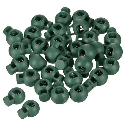 PATIKIL Cord Locks, 30 Pack Ball Spring Toggle Stopper for Drawstring Bag Shoelaces Dark Green, 17x22mm