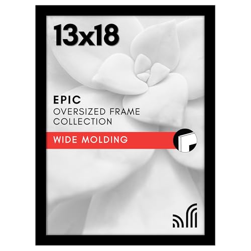 Americanflat 13x18 Picture Frame with Polished Plexiglass - Black Picture Frame - Wide Photo Frames Made of Engineered Wood for Vertical or Horizontal Wall Display - Epic Collection - Black