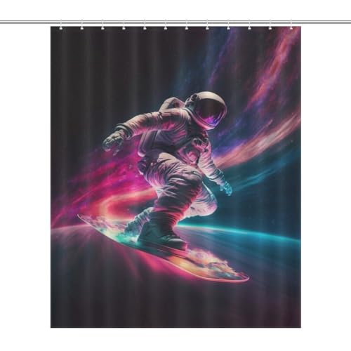 Rideau de douche astronaute tissu polyester imperméable 152 x 183 cm lavable - 7