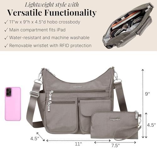 Image of Baggallini Modern Everywhere Crossbody Bag for Women 11x9x4.5 Rfid Hobo Bag