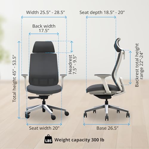 Image of UPLIFT DESK Envoke Ergonomic Office Chair - Adjustable Lumbar Support, Mesh Back, Headrest, Synchro-Tilt Recline Home Office Desk Chairs with 3-Way Arms, 300 lb Capacity (Slate)