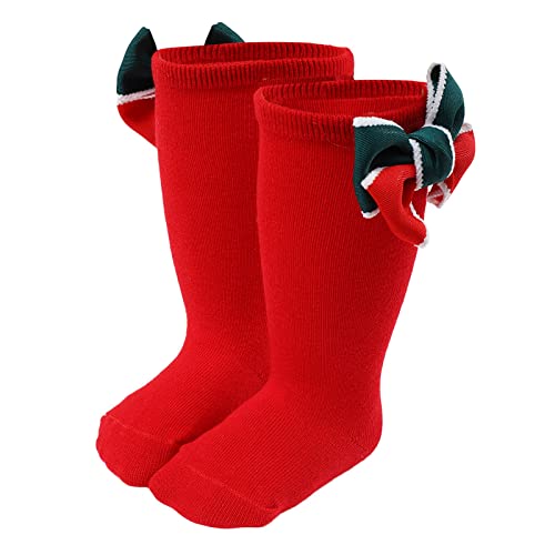 Mercatoo Winter Warm Long Socks For Toddlers Boys Girls Children Kids Socks Soft Bottom Toddler Shoes Socks Socks, Red, 1-3T