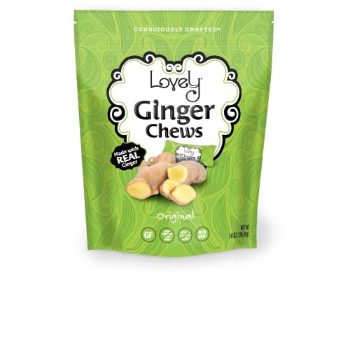 VEGAN Ginger Chews – Lovely Candy Co. Bulk 14oz Bag – Non-GMO, Gluten Free, Vegan | Made with REAL Indonesian Ginger Candy for a good kick!