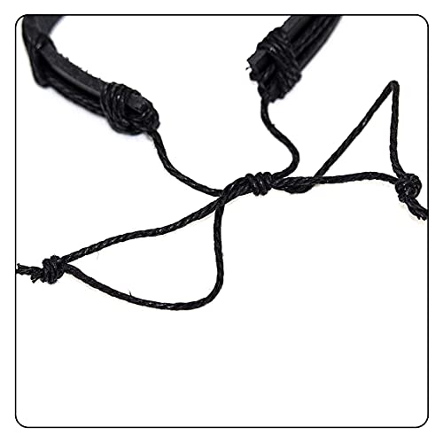 Image of Fashion Cross Tag Bangle Adjustable Leather Cuff Wristband Drawstring Rope Bracelet