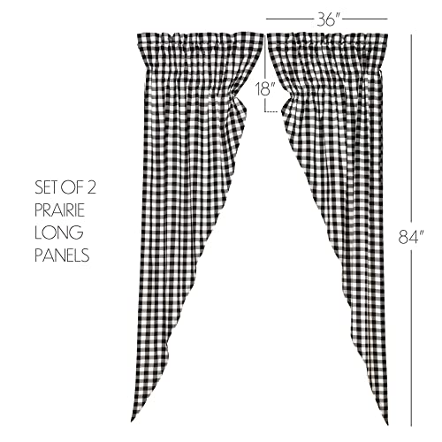 VHC-Brands-Annie-Buffalo-Check-Cotton-Farmhouse-Curtains-Rod-Pocket-Drawstring-Ties-Prairie-Panel-Pair-84x36x18-Black VHC Brands Annie Buffalo Check Cotton Farmhouse Curtains Rod Pocket Drawstring Ties Prairie Panel Pair 84x36x18 Black