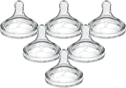 Image of Dr. Brown's Natural Flow Level 2 Wide-Neck Baby Bottle Silicone Nipple, Medium Flow, 3m+, 100% Silicone Bottle Nipple, 6 Count (Pack of 12)